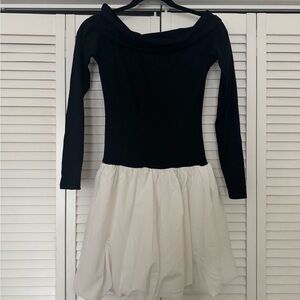 Black & White Off-Shoulder Bubble Dress - Size S